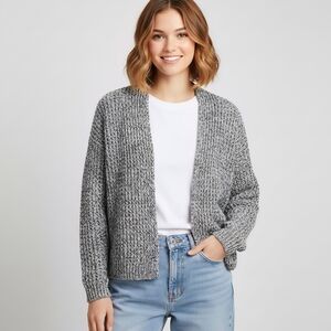 GAP Women's Chunky Knit Grey XS  Open Front Cardigan Sweater Heathered